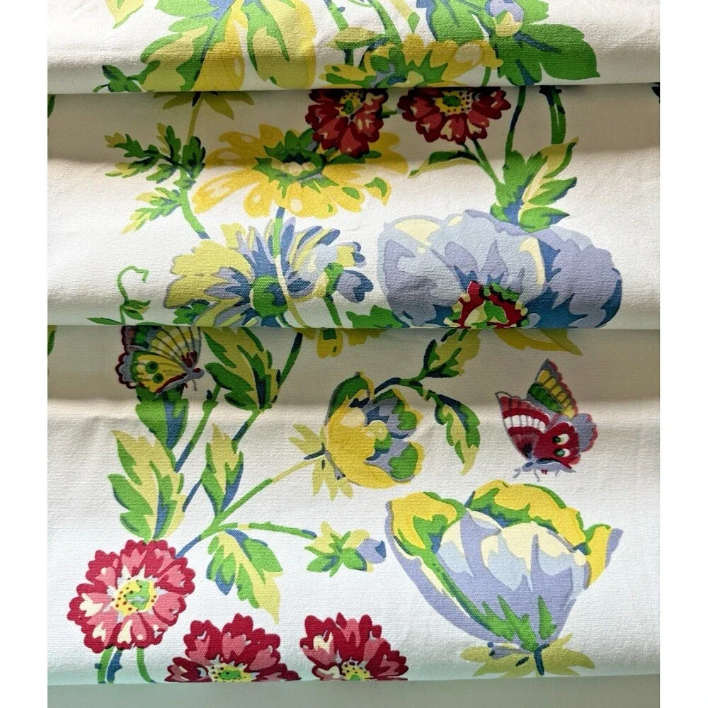 April Cornell Penny's Patio White Table Runner Cotton Blue Pink Multi 18x108